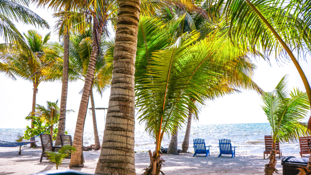 maya-beach-paradise-with-lounge-chairs-and-hammocks-azure-del-mar-cabanas