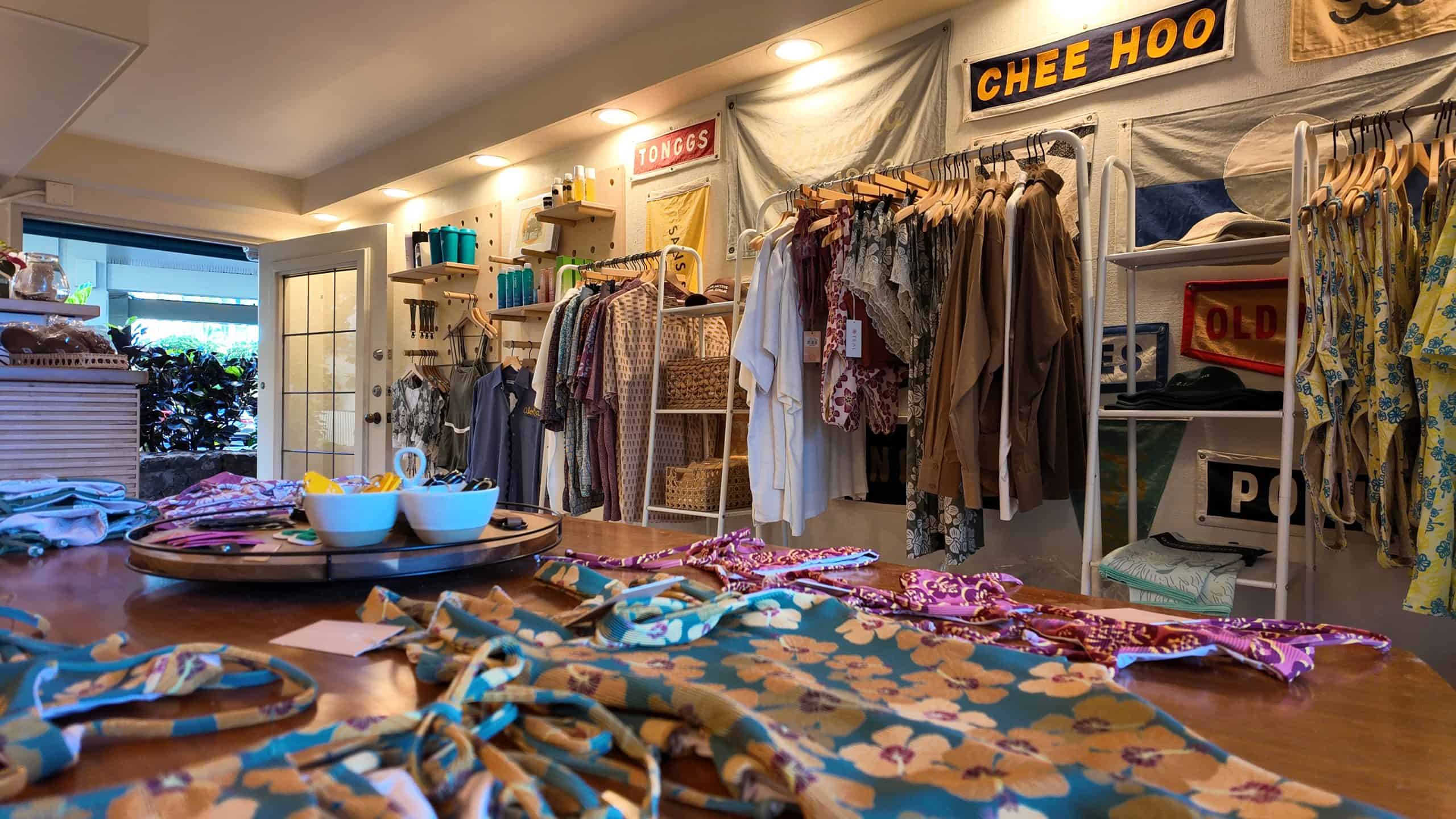 Bathing suits in a tropical boutique