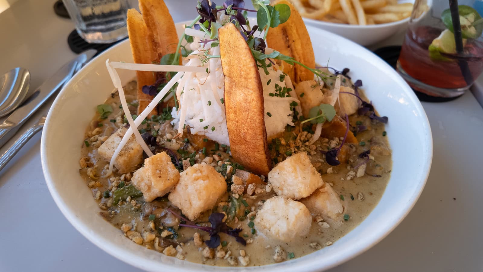 A green coconut curry dish at Mala Ocean Tavern in Lahaina Maui